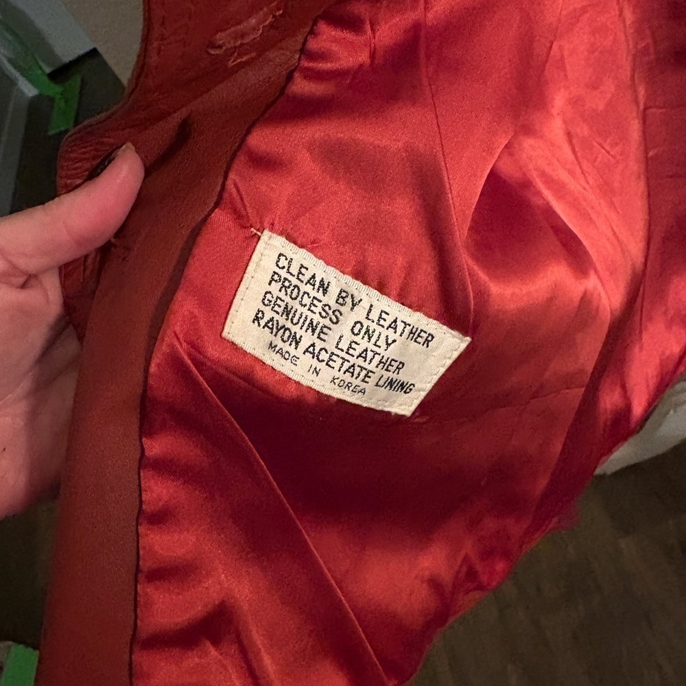 Nordstrom VINTAGE  | GENUINE Leather Short trench Style Jkt Burnt Orange SZ 10 - Picture 12 of 15